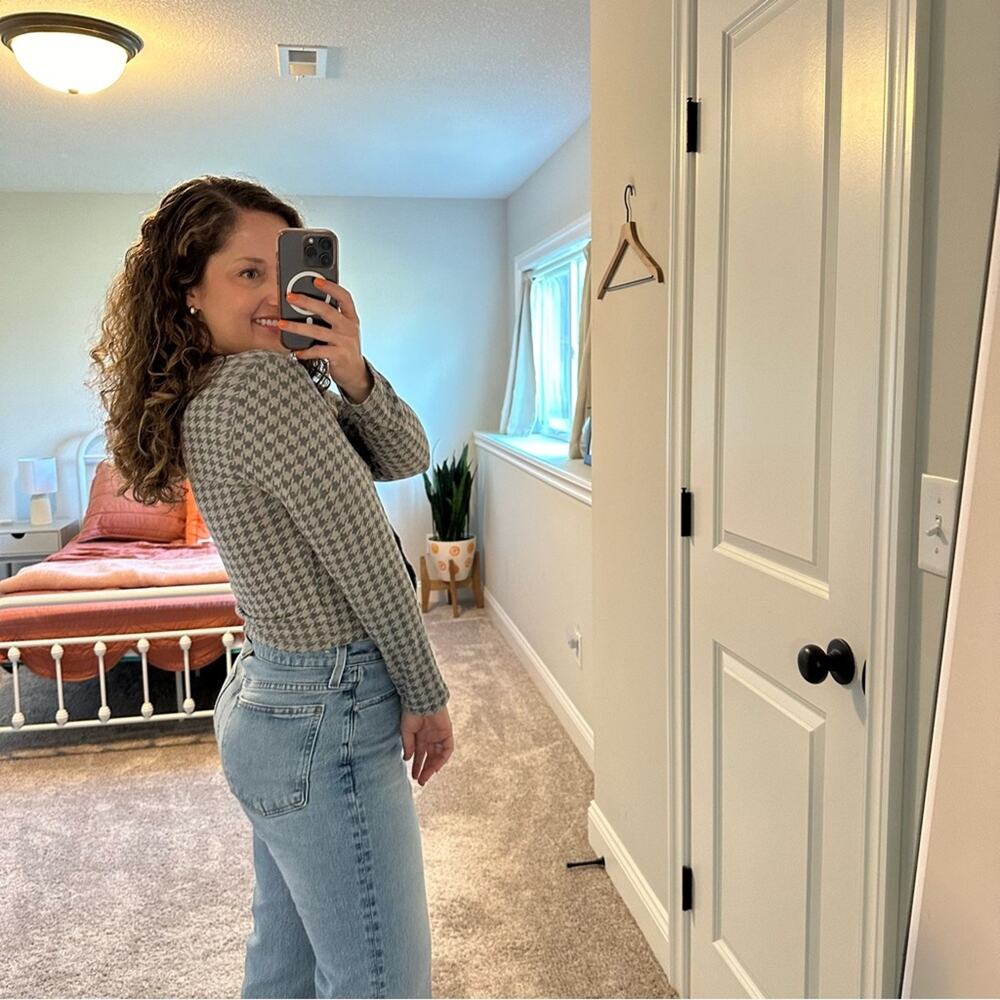 NWT Sundry Gray Houndstooth Cardigan Sweater 0 XS - Picture 4 of 8